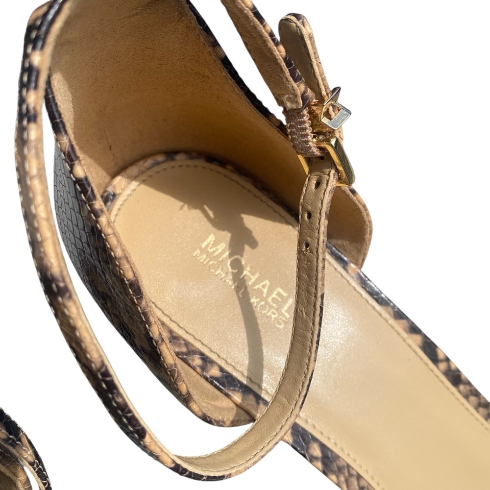 Michael Kors Snakeskin Patterned Ankle Strap Sandals‎ Size 11 - Picture 7 of 13